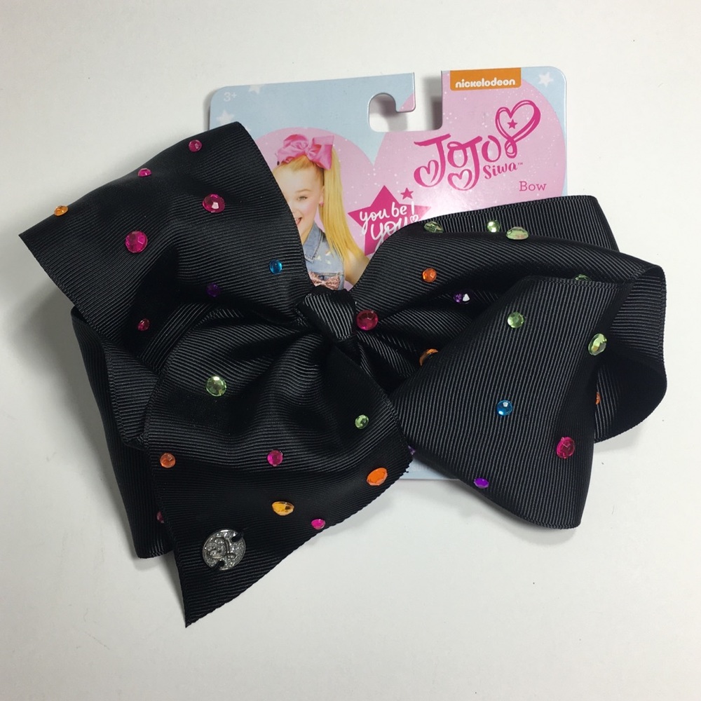 JoJo Siwa Hair Bow Black Multicolor Rhinestones